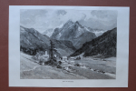 Holzstich Gries 1912 Gries mit dem Bernel Landschaft Tal Gebirge Künstler Compton